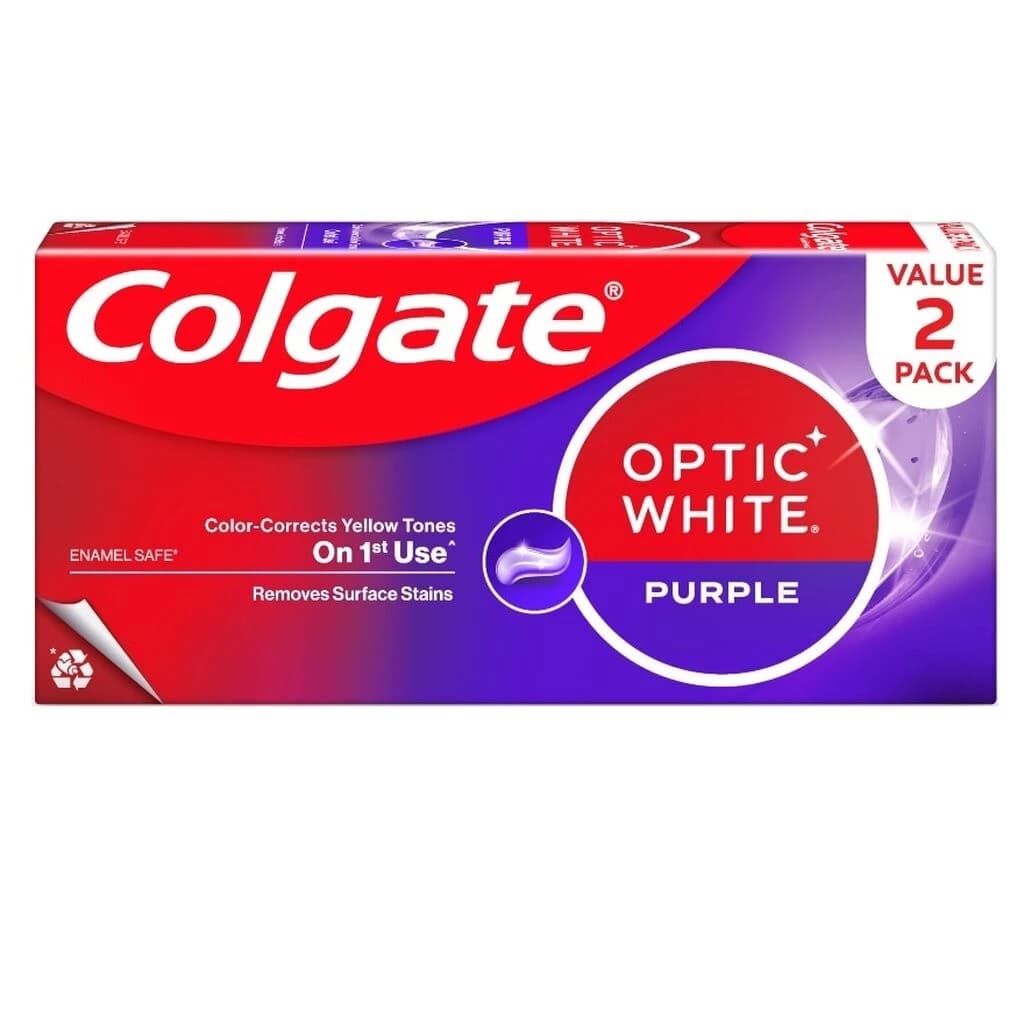 Colgate คอลเกต ยาสีฟัน อ๊อพติค ไวท์ เพอร์เพิล 100 กรัม แพ็คคู่