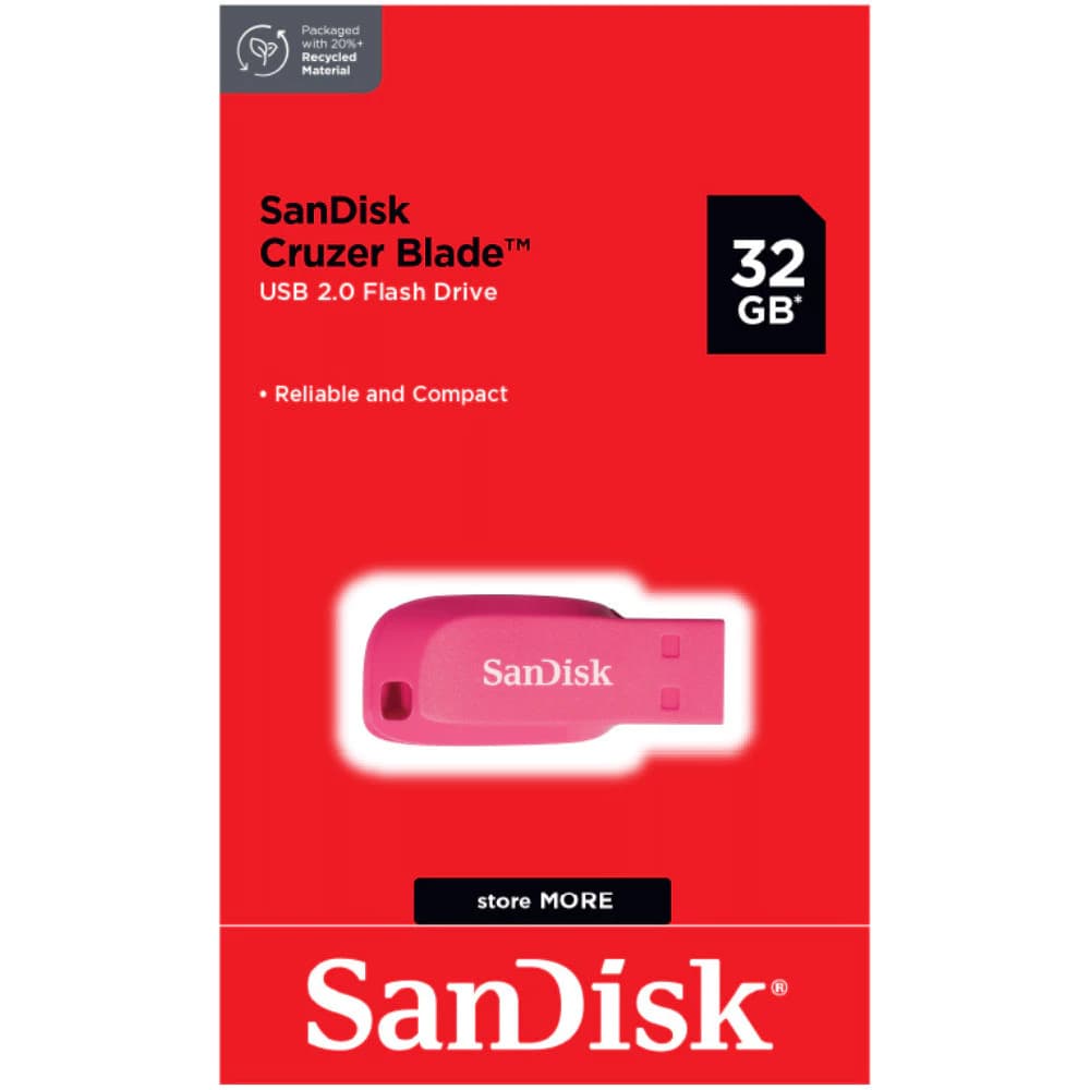 SANDISK FlashDrive Cruzer BLADE 32GB/64GB/128GB หลากหลายสี USB2.0 ของแทั ประกันSynnex