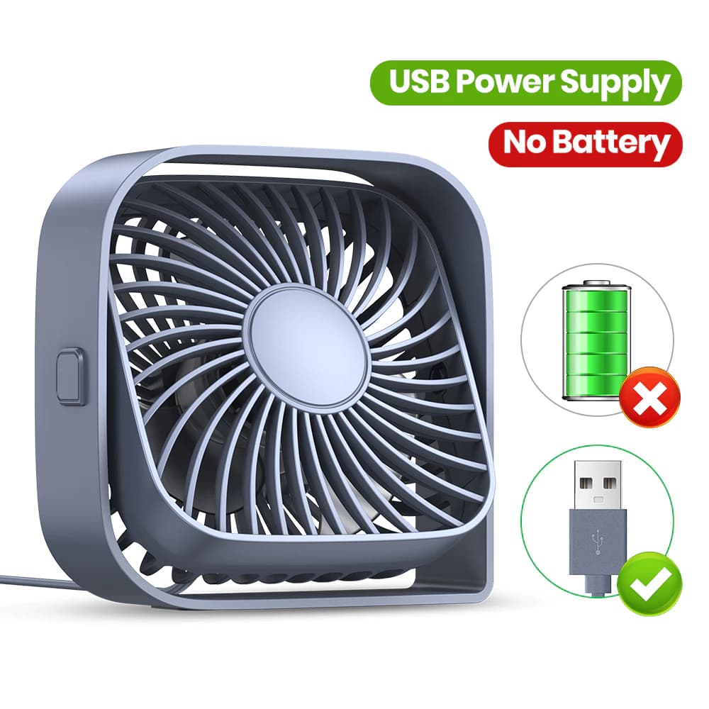 TOPK พัดลมตั้งโต๊ะ USB แบบพกพา Strong Airflow เงียบ 3 ความเร็วมินิตาราง 360 หมุนได้สําหรับโฮมออฟฟิศห้องนอน