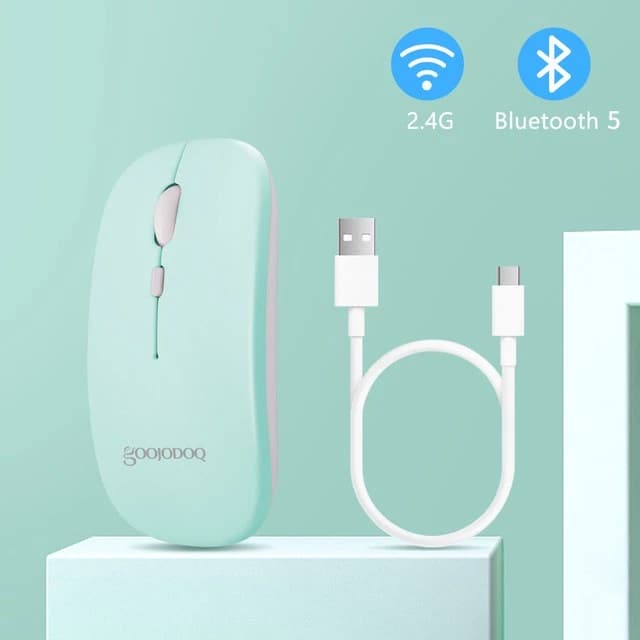 GOOJODOQ ไทยแลนด์สปอต เมาส์ เมาส์ไร้สาย 2.4G สีมาการอง พร้อมสายชาร์จ