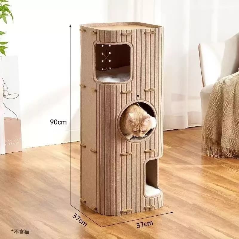 บ้านแมว คอนโดแมว 2-3 ชั้น ทรงกระบอก ดีไซน์ญี่ปุ่น ตึกแมว มีรู ปีนเล่นได้ 🐱🏢 HY