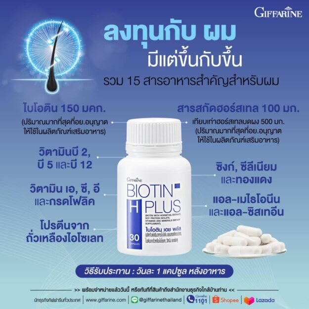 กิฟฟารีน ไบโอติน เอช พลัส Giffarine BIOTIN H PlUS